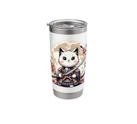 Kawaii Japanese Style, Cute Samurai Cat, Warrior, Cute Cat Stainless Steel Insulated Tumbler