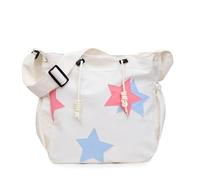 Kawaii Japanese Style Unisex Crossbody Bag with Star Design, Waterproof Nylon Casual Shoulder Messenger Bag for Daily Use Y2K Style Beige