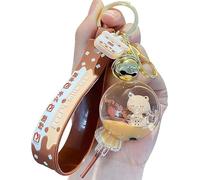 Kawaii Keychain,Bear Liquid Keychain Creative Interesting Floating Milk Tea Brown Bear Lucky Bottle Keychain (Color : Lollipop)