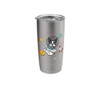 Kawaii Kids & Boys Astronaut Space Boston Terrier Dog Lover Stainless Steel Insulated Tumbler