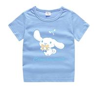Kawaii Kids t-Shirt, Summer Cute Puppy Print Short Sleeve Tops for Boys and Girls,Light Blue,130cm