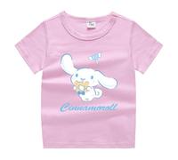 Kawaii Kids t-Shirt, Summer Cute Puppy Print Short Sleeve Tops for Boys and Girls,Pink,140cm