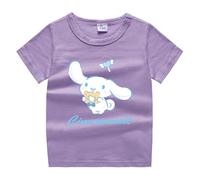 Kawaii Kids t-Shirt, Summer Cute Puppy Print Short Sleeve Tops for Boys and Girls,Purple,120cm