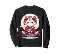 Kawaii Kimono Cat Japanese Sakura Blossom Cute Kimino Cat Sweatshirt