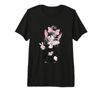 Kawaii Kitten Girl Winking Peace Sign Pink Glasses Graphic Premium T-Shirt