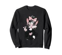 Kawaii Kitten Girl Winking Peace Sign Pink Glasses Graphic Sweatshirt