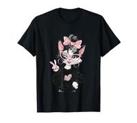 Kawaii Kitten Girl Winking Peace Sign Pink Glasses Graphic T-Shirt