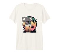 Kawaii Koala Boba Tea Tropical Sunset Palm Trees Design Premium T-Shirt