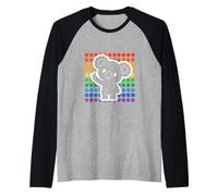 Kawaii Koala Peace Sign Rainbow Dots Cute Animal Raglan Baseball Tee