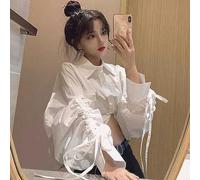 Kawaii Korean Style Women's Oversize Shirt White Blouses Long Sleeve Top Female Japanese Harajuku Fashion Preppy Aesthetic-White-XL