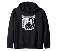 Kawaii Kuroneko Torii - Tokyo Street Halloween Aesthetic Zip Hoodie