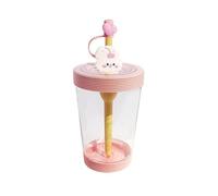 Kawaii Leakproof Juice Bottle Cutecore DIY Sticker Rabbit Straw Coffee Cup Fairycore Aesthetic Portable Plastic Cup (Pink,535ml)