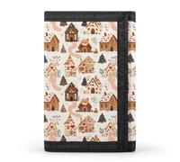 Kawaii Little House Print Wallet for Men, 8 Credit Card Holder Slim Minimalist Front Pocket Small Mens Bifold Wallets