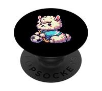 Kawaii Llama Alpaca Playing Hockey With Soccer Ball PopSockets Adhesive PopGrip