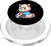 Kawaii Llama Alpaca Playing Hockey With Soccer Ball PopSockets PopGrip for MagSafe