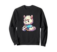 Kawaii Llama Alpaca Playing Hockey With Soccer Ball Sweatshirt