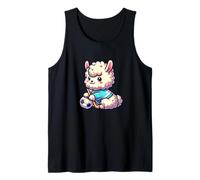 Kawaii Llama Alpaca Playing Hockey with Soccer Ball Tank Top