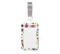 Kawaii-Llama-Cactus Abs Vertical Id Badge Holder, Name Badge with Clear Scanning Film