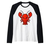 Kawaii Lobster, Adorable Sea Creature Design Raglan Baseball Tee