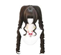 Kawaii Lolita Double Ponytails Wig Long Spiral Curly Hair Claw on Pony Tails with Bangs Synthetic Wig