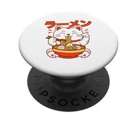 Kawaii Lucky Cat Eating Ramen Japanese Noodles PopSockets Adhesive PopGrip