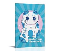 Kawaii Lucky Cat Painting Cute Vintage Style Poster Set - Wall Decor, Aesthetic Canvas Painting for A Cozy Homer 20x30inch(50x75cm)