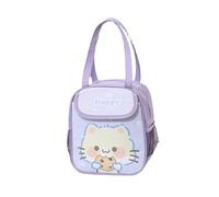 Kawaii Lunch Bag Cute Anime Lunch Box Multi-Pockets Japanese Aesthetic Insulated Tote Bag for Back to School Supplies Accessories (Purple)