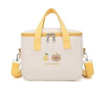 Kawaii Lunch Bag Cute Embroidery Lunch Box Reusable Thermal Cooler Lunch Tote Bag for Back to School Supplies (Yellow)