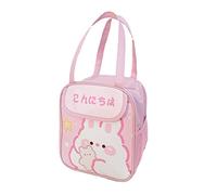 Kawaii Lunch Bag Cute Japanese Anime Lunch Box Aesthetic Insulated Multi-Pockets Tote Bag for School Work Picnics Travel Accessories (Pink)