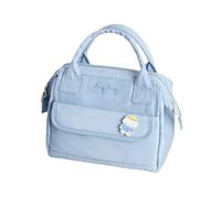 Kawaii Lunch Bag with Cute Pins and Badges Aesthetic Lunch Box for Women Waterproof Insulated Tote Bag School Supplies (Small,Blue)