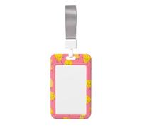 Kawaii Macaron Cheese Abs Vertical Id Badge Holder, Name Badge with Clear Scanning Film