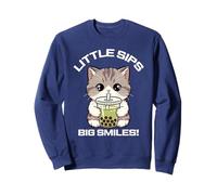 Kawaii Matcha Cat Cute Smiles Boba Tea Aesthetic Sweatshirt
