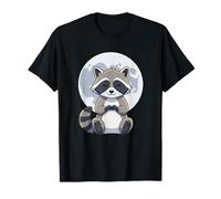 Kawaii Moonlight Raccoon Making Heart Shape T-Shirt