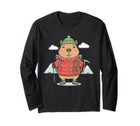 Kawaii Mountain Climber Capybara Adventure Long Sleeve T-Shirt