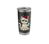 Kawaii Mummy Cat with Ankh and Fez Hat Stainless Steel Insulated Tumbler