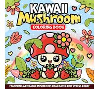 Kawaii Mushroom Coloring Book Featuring Adorable Mushroom Character for Stress Relief: Simple Cozy Coloring Book for Adults, Teens, Kids, 50 Single Sided Pages to Color (Easy and Bold Coloring Books)