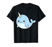 Kawaii Narwhal Cartoon - Cute Blue Narwhal Illustration T-Shirt