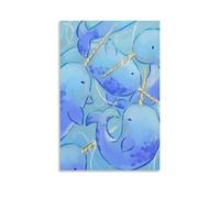 Kawaii Narwhal Colorful Paintings Cute Vintage Style Poster Set - Wall Decor, Aesthetic Canvas Painting for A Cozy Homer 20x30inch(50x75cm)