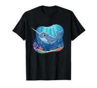 Kawaii Narwhal Underwater Ocean Sea Life Scene T-Shirt