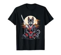 Kawaii Ninja Dog Samurai Warrior Japanese Sunset T-Shirt