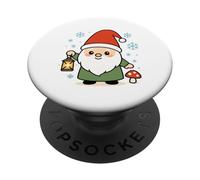 Kawaii Nordic Gnome with Lantern Winter Forest Spirit PopSockets Adhesive PopGrip