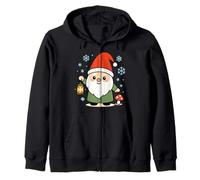 Kawaii Nordic Gnome with Lantern Winter Forest Spirit Zip Hoodie