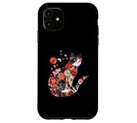 Kawaii origami cat Japanese floral pattern cat holder Case for iPhone 11