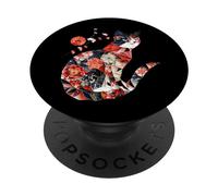 Kawaii origami cat Japanese floral pattern cat holder PopSockets Adhesive PopGrip