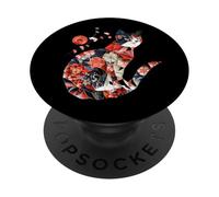 Kawaii origami cat Japanese floral pattern cat holder PopSockets Adhesive PopGrip