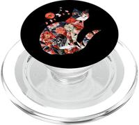 Kawaii origami cat Japanese floral pattern cat holder PopSockets PopGrip for MagSafe