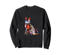 Kawaii origami cat Japanese floral pattern cat holder Sweatshirt