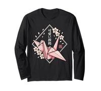 Kawaii Origami Crane - Japanese Sakura Aesthetic Long Sleeve T-Shirt