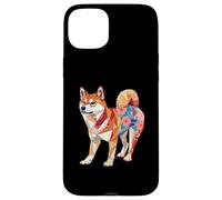 Kawaii Origami Shiba Inu |Japan flower pattern dog holder Case for iPhone 15 Plus