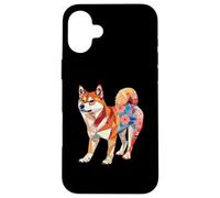 Kawaii Origami Shiba Inu |Japan flower pattern dog holder Case for iPhone 16 Plus